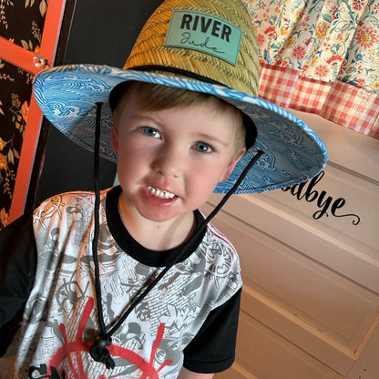 Personalized Kids Straw Hat with Name and Symbols Leather Patch Sun Hats for Baby Toddler Women Men
