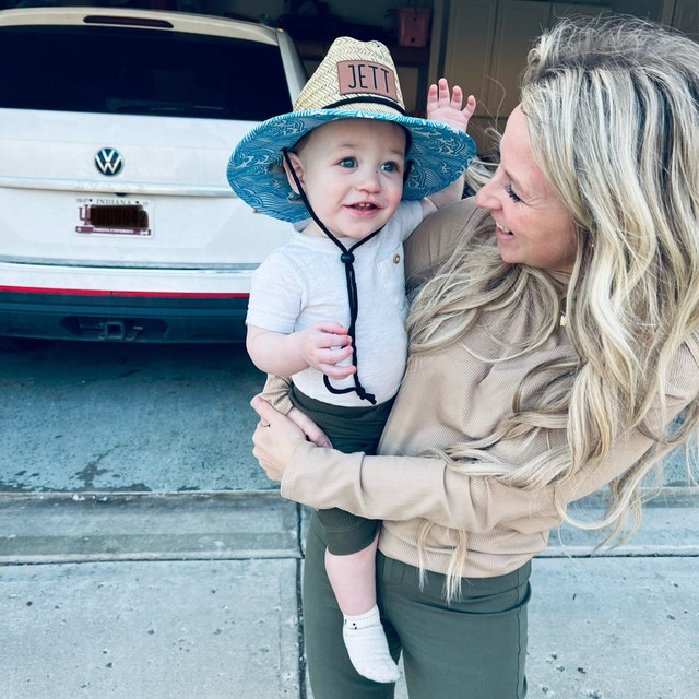 Personalized Kids Straw Hat with Name and Symbols Leather Patch Sun Hats for Baby Toddler Women Men