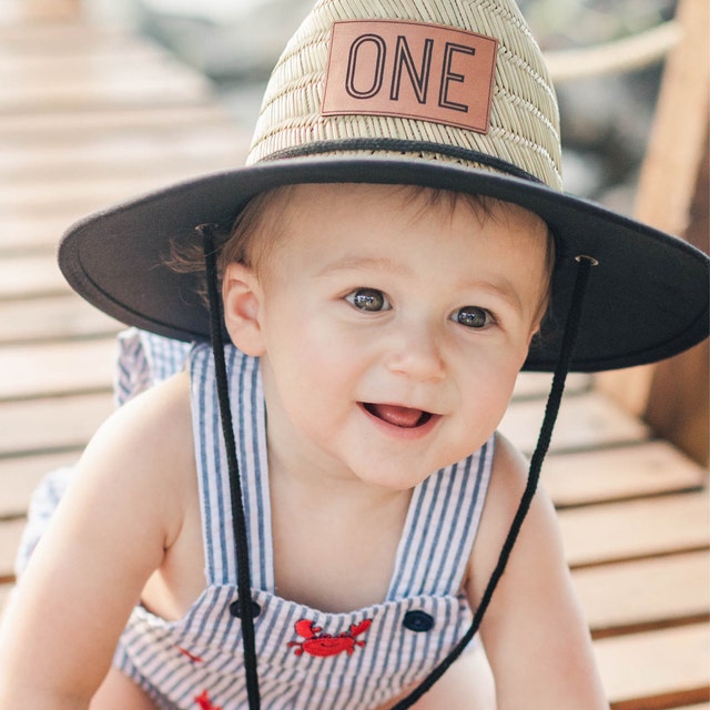 Personalized Kids Straw Hat with Name and Symbols Leather Patch Sun Hats for Baby Toddler Women Men
