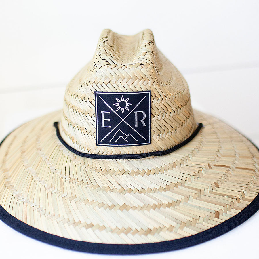 Personalized Kids Straw Hat with Name and Symbols Leather Patch Sun Hats for Baby Toddler Women Men