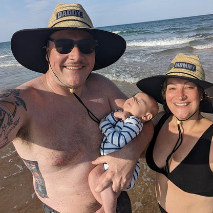 Personalized Kids Straw Hat with Name and Symbols Leather Patch Sun Hats for Baby Toddler Women Men