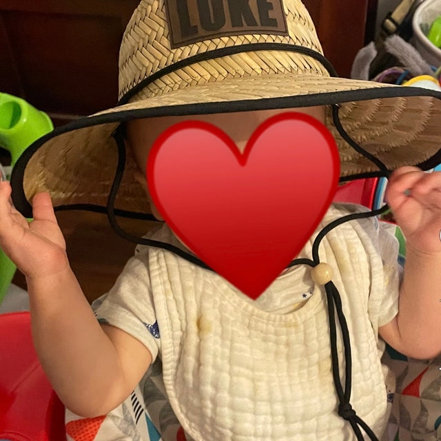 Personalized Kids Straw Hat with Name and Symbols Leather Patch Sun Hats for Baby Toddler Women Men