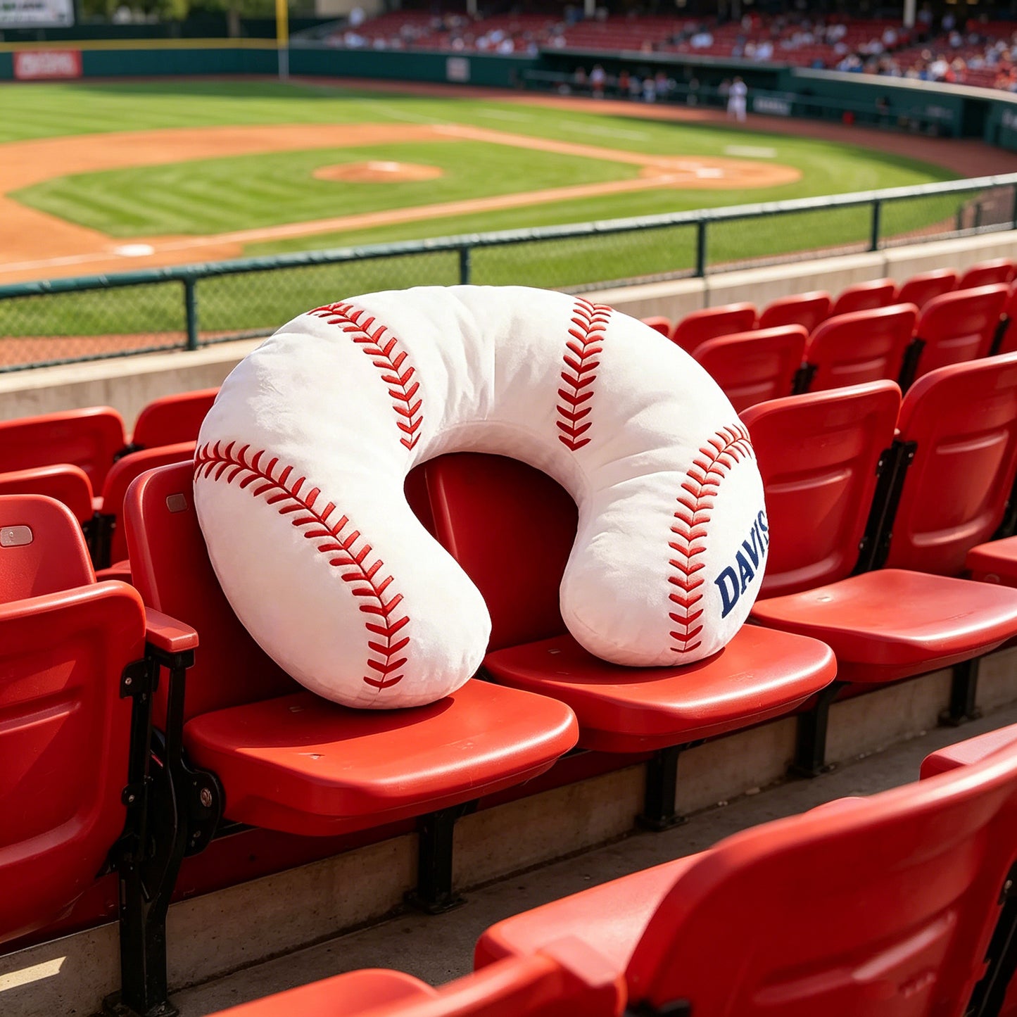 Personalized U-Shaped Baseball Pillow with Custom Name Design