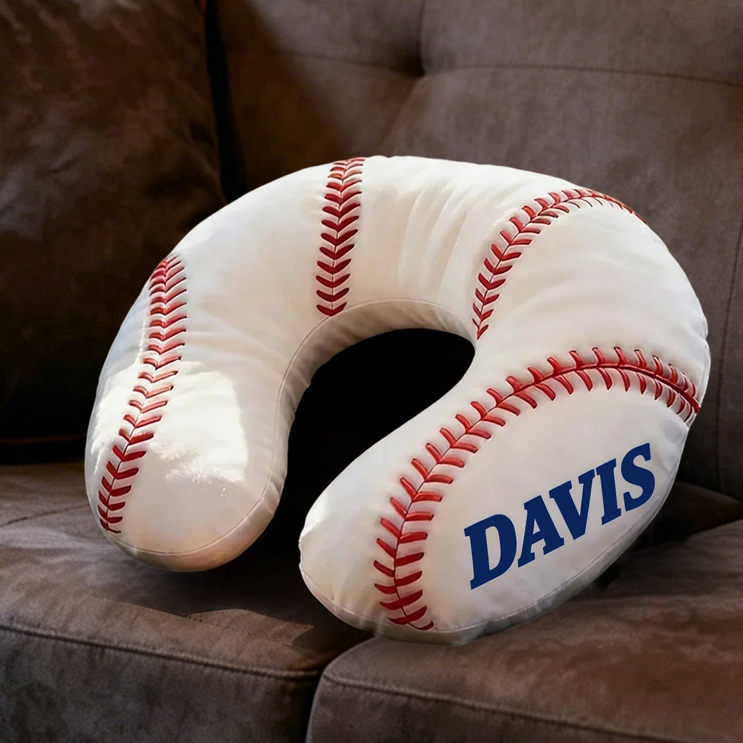 Personalized U-Shaped Baseball Pillow with Custom Name Design