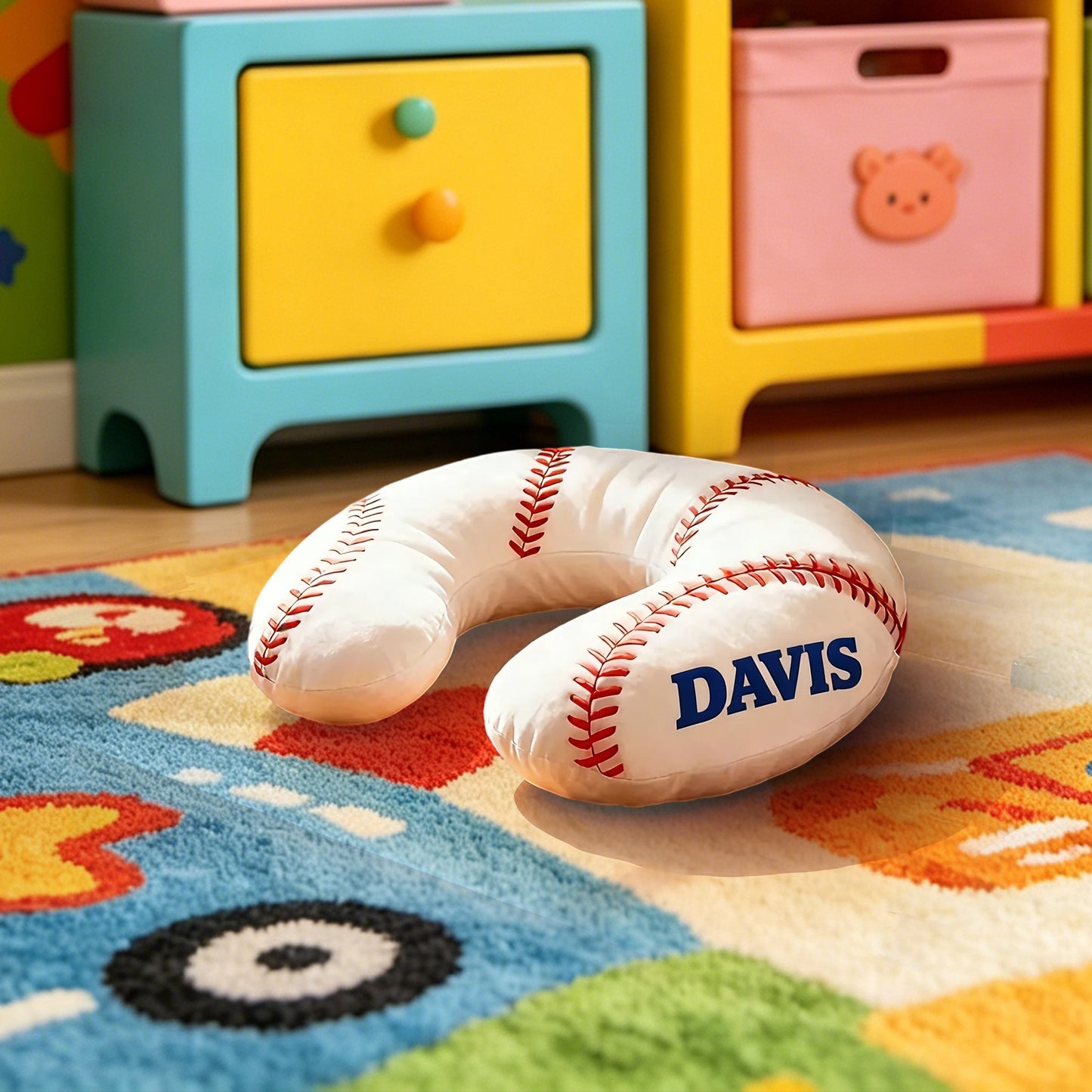 Personalized U-Shaped Baseball Pillow with Custom Name Design