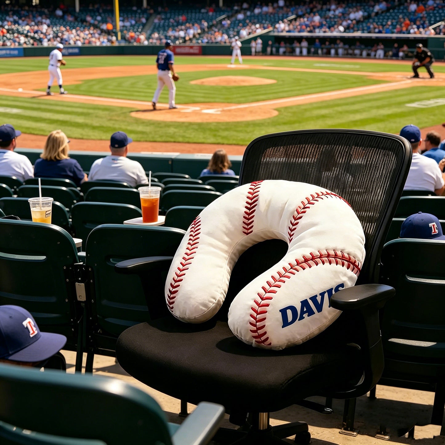 Personalized U-Shaped Baseball Pillow with Custom Name Design