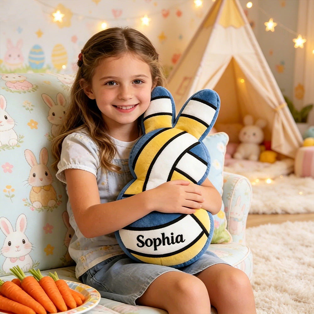 Personalized Easter Volleyball Bunny Pillow – Custom Name for Kids’ Holiday Gifts