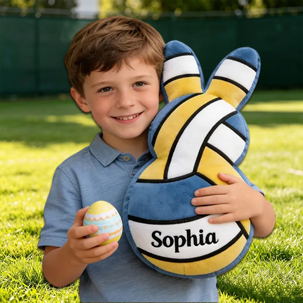 Personalized Easter Volleyball Bunny Pillow – Custom Name for Kids’ Holiday Gifts