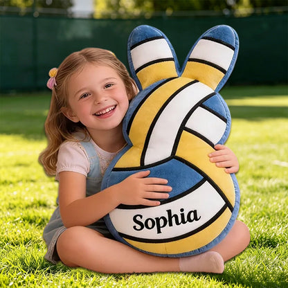 Personalized Easter Volleyball Bunny Pillow – Custom Name for Kids’ Holiday Gifts