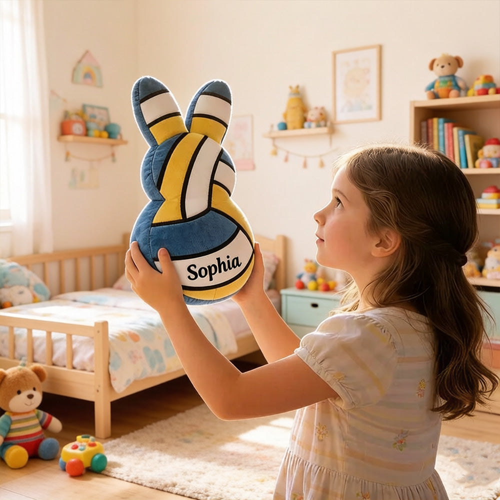 Personalized Easter Volleyball Bunny Pillow – Custom Name for Kids’ Holiday Gifts