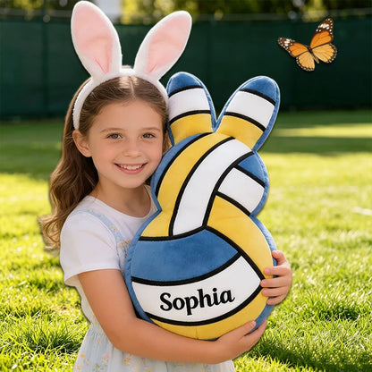 Personalized Easter Volleyball Bunny Pillow – Custom Name for Kids’ Holiday Gifts