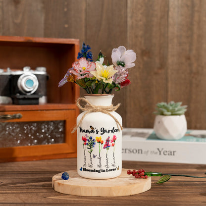 Custom Mom's Garden Birth Month Flower Vase with Kids Names