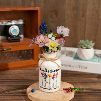 Custom Mom's Garden Birth Month Flower Vase with Kids Names
