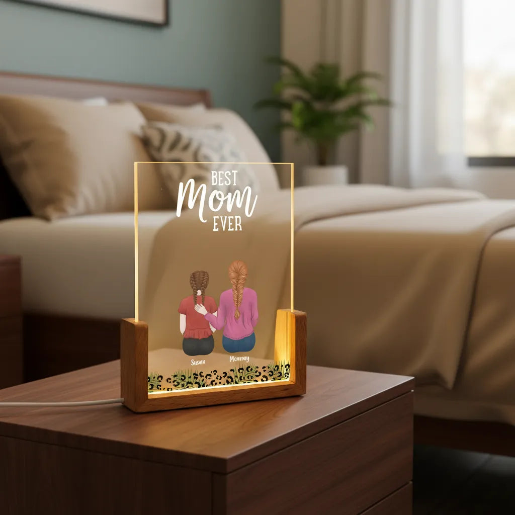 Personalized Mother and Her Children Night Light Always with Me Gift for Mom