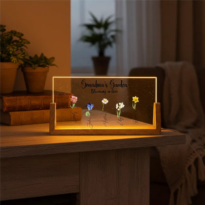 Personalized Mom's Garden Birth Month Flower Night Light With Kids Names Mother's Day Gift