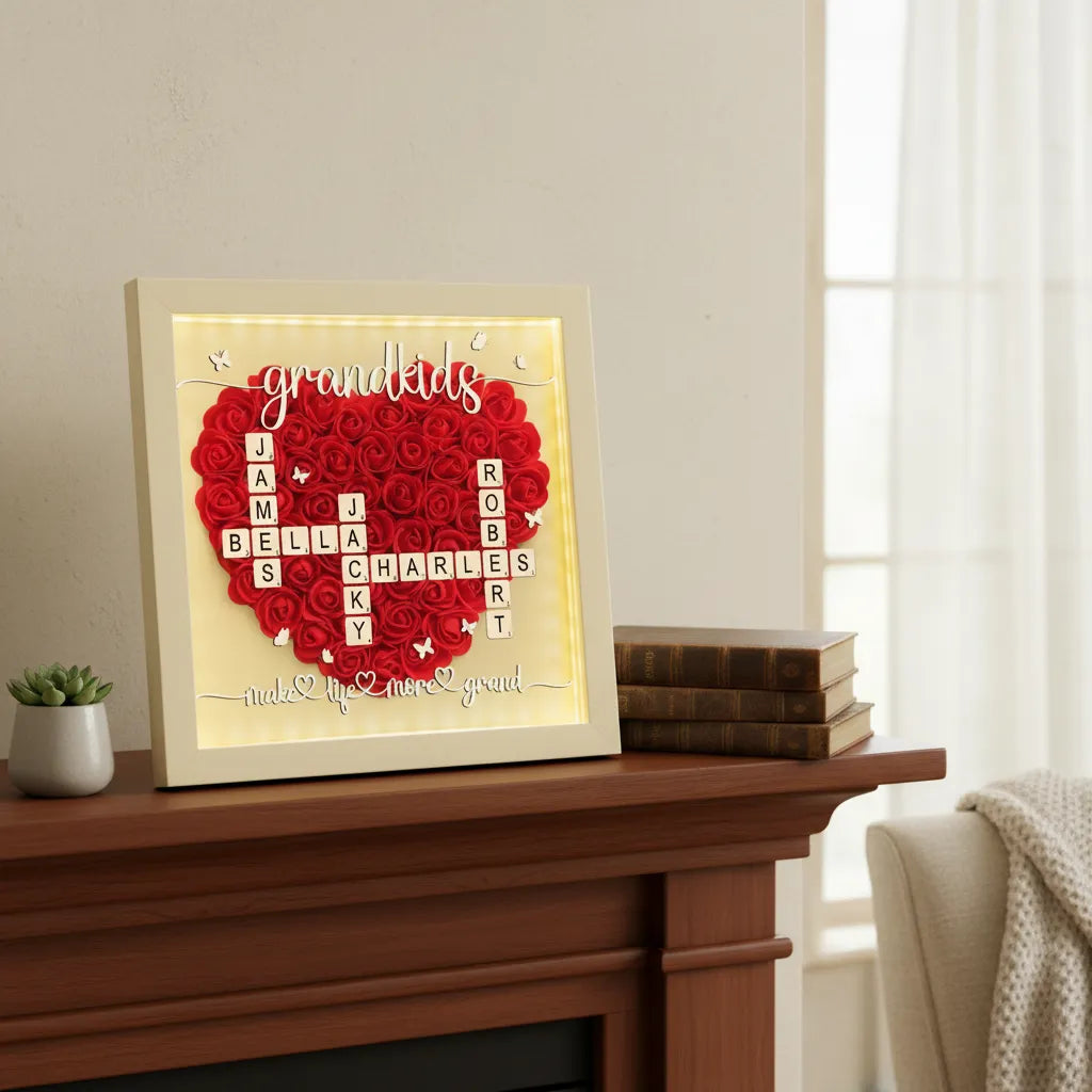 Personalized Family Names Heart Shadow Box Life More Grand Rose Shadow Box Mother's Day Gift