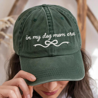 In My Dog Mom Era Embroidered Baseball Cap with Bow Custom Dog Mom Hat for Dog Lover Mother’s Day Gift Ideas
