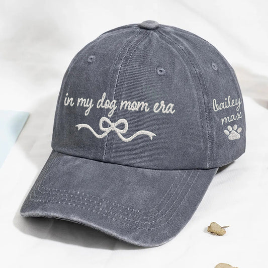 In My Dog Mom Era Embroidered Baseball Cap with Bow Custom Dog Mom Hat for Dog Lover Mother’s Day Gift Ideas