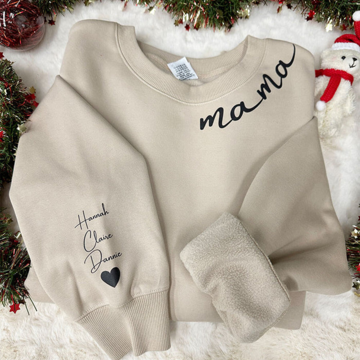 Personalized Mama Sweatshirt with Kid Names on Sleeves Mother's Day Birthday Gift