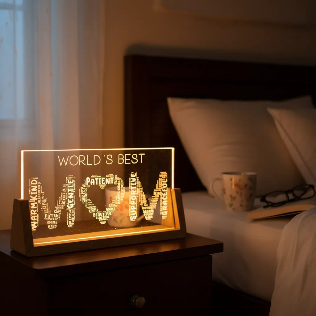 Personalized Words Best Mom Night Light with Names and Traits Mother's Day Gift
