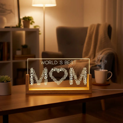 Personalized Words Best Mom Night Light with Names and Traits Mother's Day Gift