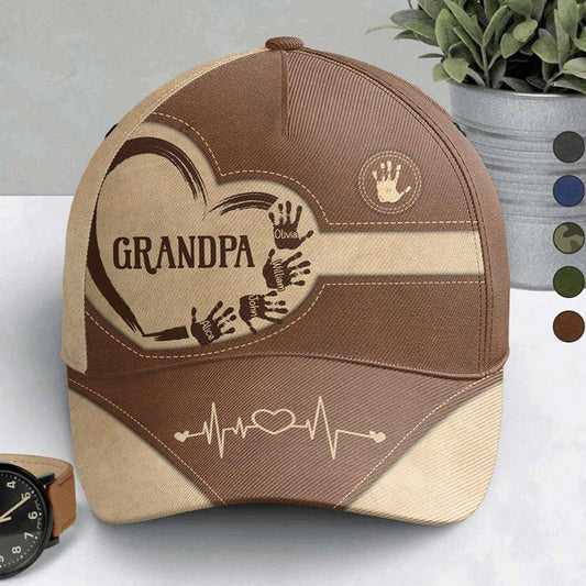 Personalized Grandpa Dad Kids Handprints Classic Cap Father's Day Gift Ideas