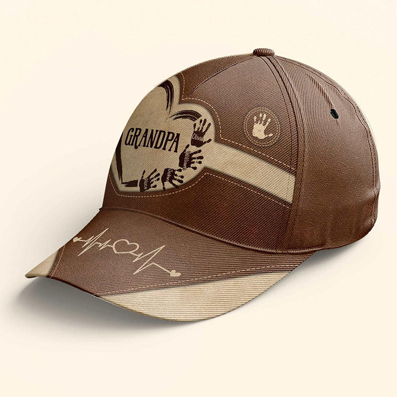 Personalized Grandpa Dad Kids Handprints Classic Cap Father's Day Gift Ideas