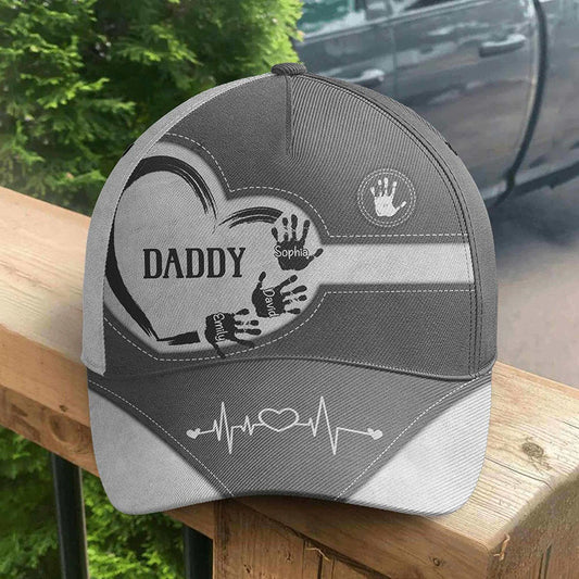 Personalized Grandpa Dad Kids Handprints Classic Cap Father's Day Gift Ideas