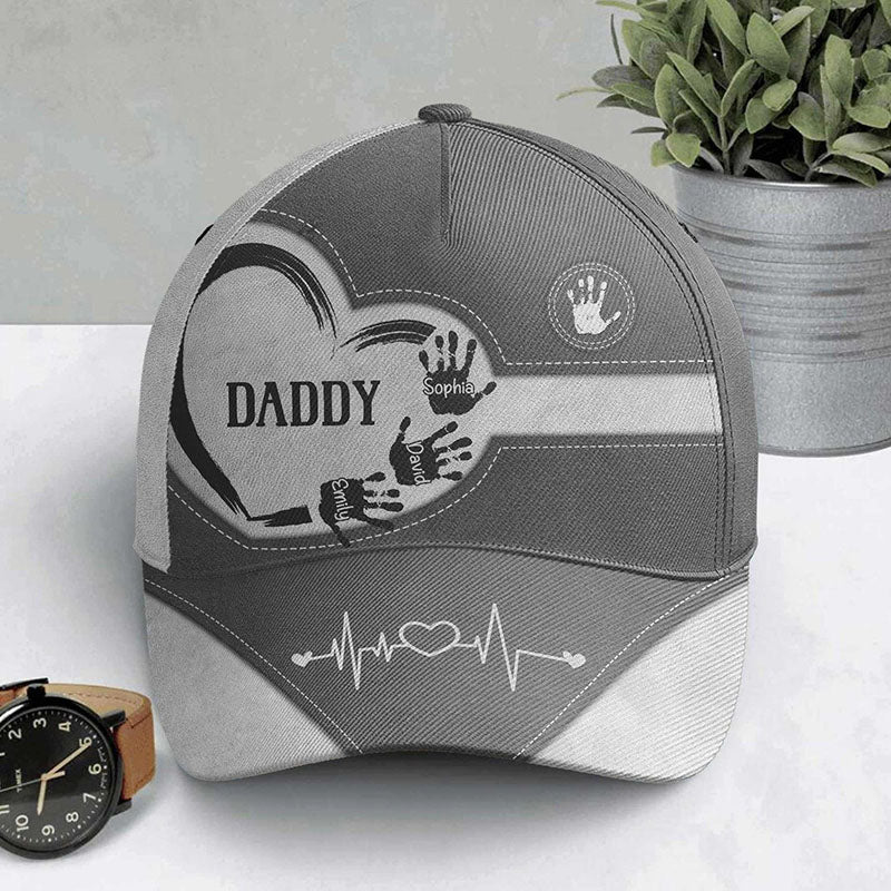 Personalized Grandpa Dad Kids Handprints Classic Cap Father's Day Gift Ideas