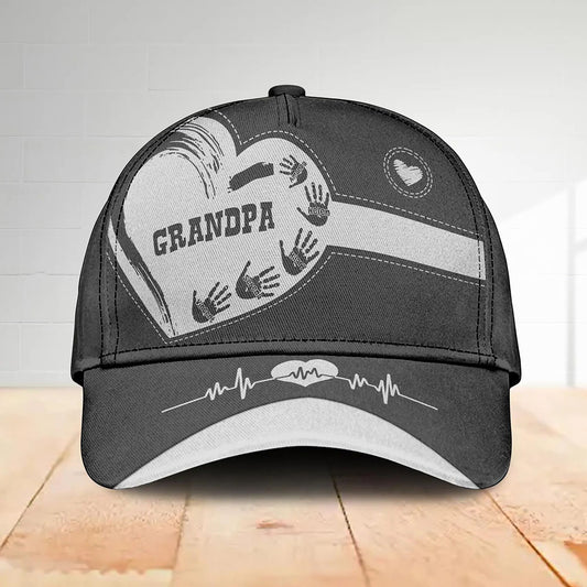 Personalized Grandpa Dad Kids Handprints Classic Cap Father's Day Gift Ideas
