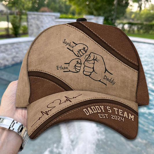 Personalized Fist Bump Daddy's Team Classic Cap Father's Day Gift for Grandpa Dad