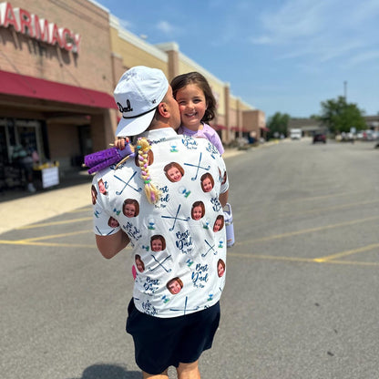 Personalized Best Dad By Par Shirt with Kid's Face Photo Father's Day Gift For Dad Short Sleeve Golf Shirt Gift for Husband