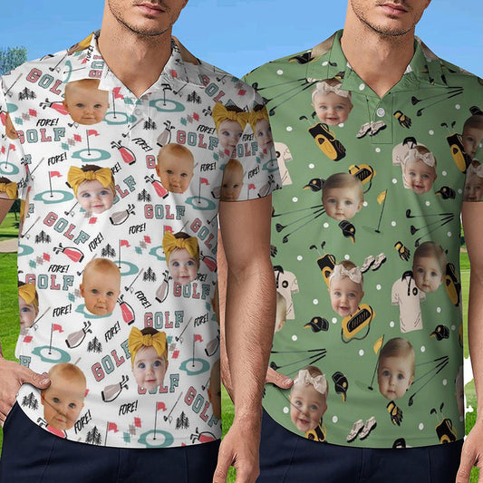 Personalized Face Polo Shirt Father's Day Gift For Dad Short Sleeve Golf Shirt Gift for Husband