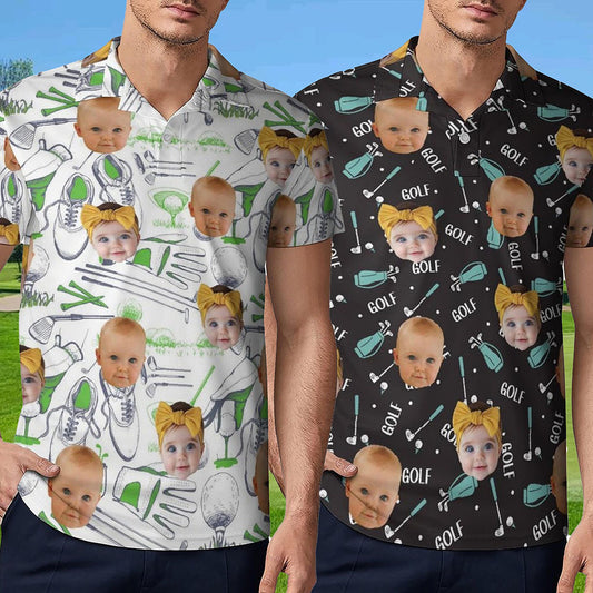 Personalized Face Polo Shirt Father's Day Gift For Dad Short Sleeve Golf Shirt Gift for Husband