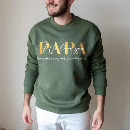 "PAPA we love you" Personalized PAPA Sweatshirt Hoodie with Kid's Names Father's Day Gift