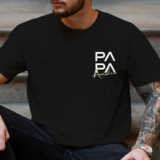 Personalized PAPA T-shirt Kid's Names Father's Day Gift New Dad Gift