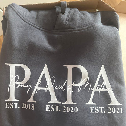 Personalized PAPA T-shirt with Kid's Names Father's Day Gift For Dad