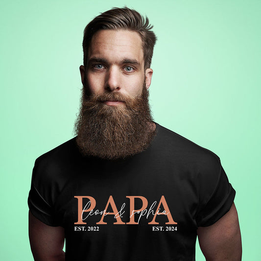 Personalized PAPA T-shirt Sweatshirt Hoodie with Kid's Names Father's Day Gift For Dad