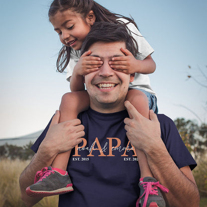 Personalized PAPA T-shirt Sweatshirt Hoodie with Kid's Names Father's Day Gift For Dad
