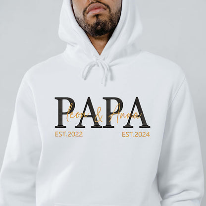 Personalized Embroidered PAPA Hoodie with Name and Year Father's Day Gift For Him