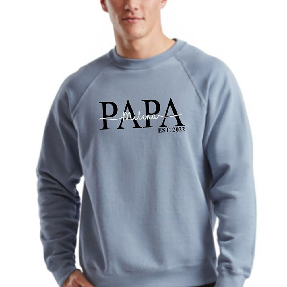 Personalized PAPA Est Sweatshirt Hoodie with Kid's Names Father's Day Gift For Dad