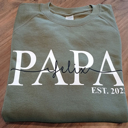 Personalized PAPA T-shirt with Kid's Names Father's Day Gift For Dad
