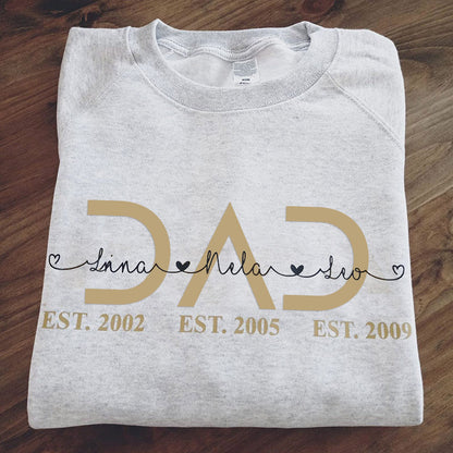 Personalized DAD Sweatshirt Hoodie with Est & Kid's Names Father's Day Gift For Dad