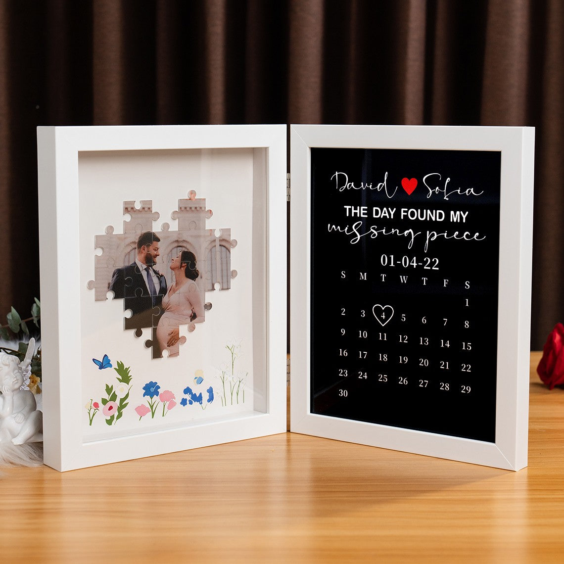 Personalized Heart Puzzle & Calendar Frame