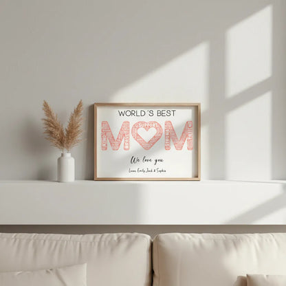 Personalized Words Best Mom Print Art with Names and Traits Mother's Day Gift