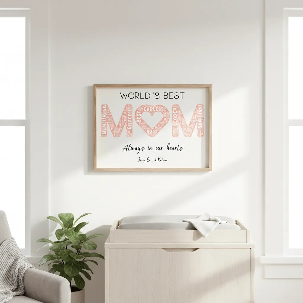 Personalized Words Best Mom Print Art with Names and Traits Mother's Day Gift