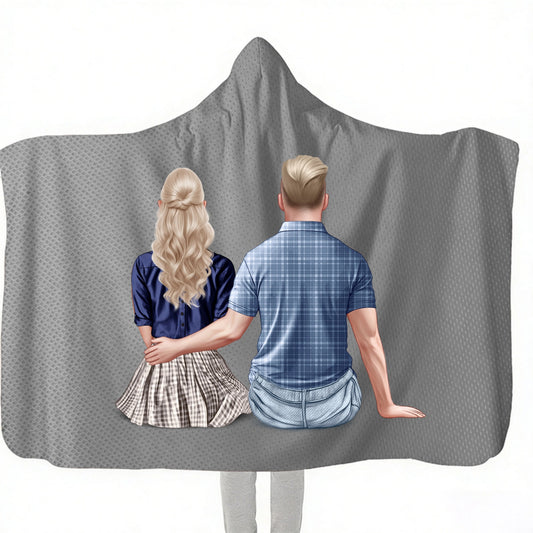 Personalized Summer Outdoor Couple Hooded Minky Fleece Blanket Throw Hooded Blanket