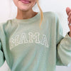 Embroidered Waffle Knit Mama Crewneck Sweatshirt with Kid Names on Sleeve New Mom Gift Birthday Gift