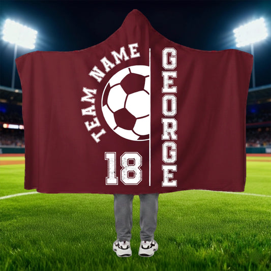 Personalized Football Hooded Blanket with Name Number Sports Throw Blanket