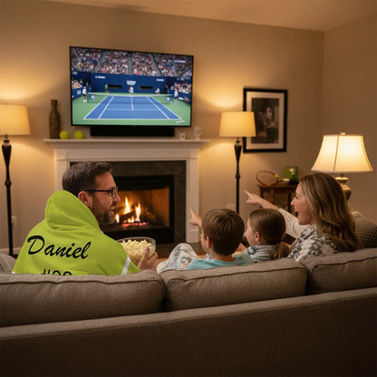 Personalized Name Blanket With Tennis Time Pattern Minky Fleece Throw Blanket With Hood